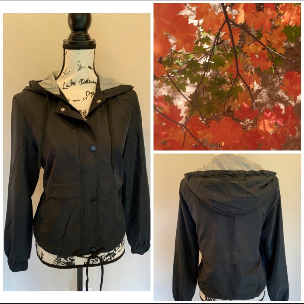 Lightweight Windbreaker Jacket Packable Hoodie Hooded Zip Coat Black New